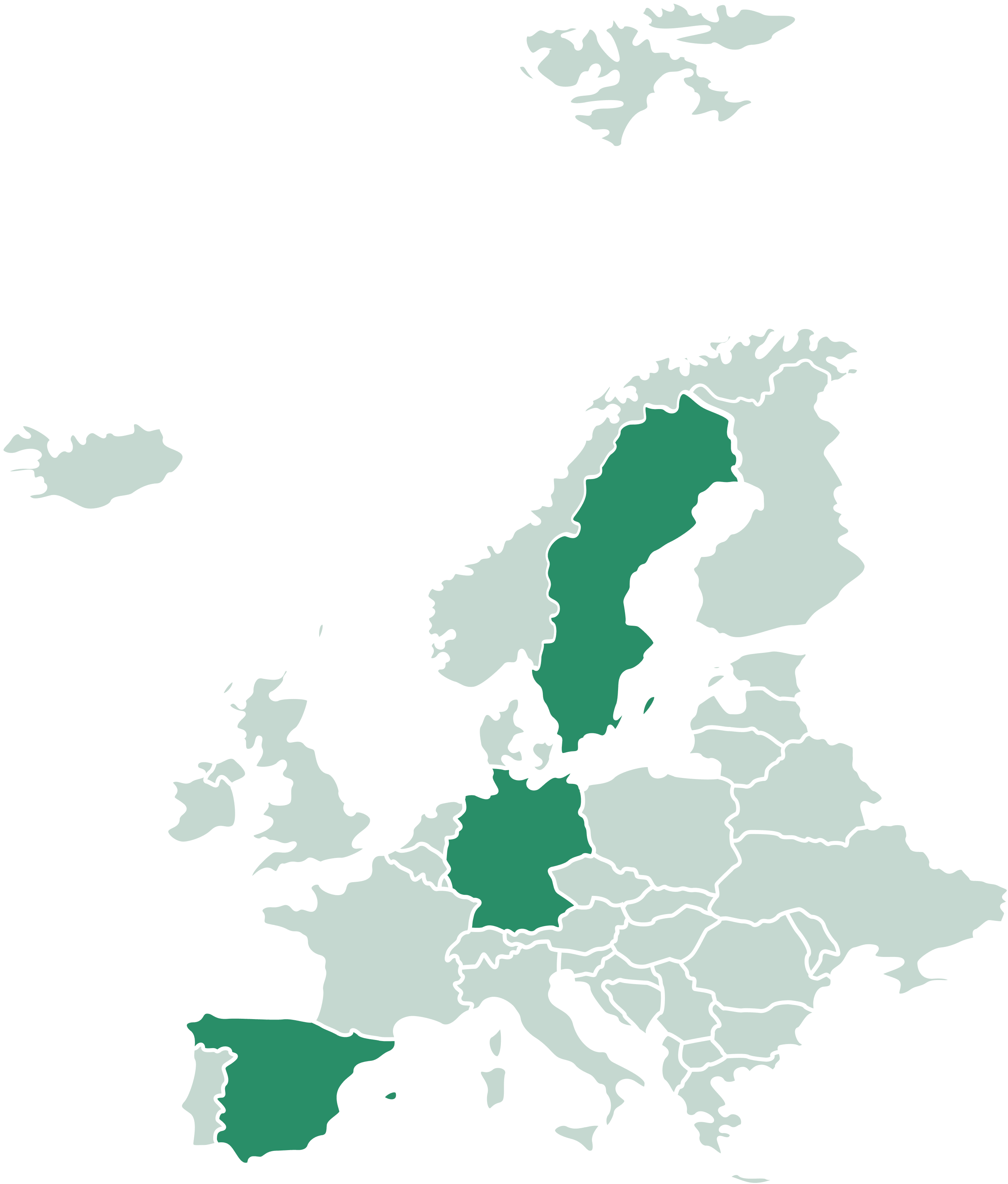 Map showing Transiett offices in Stockholm, Frankfurt and Marbella
